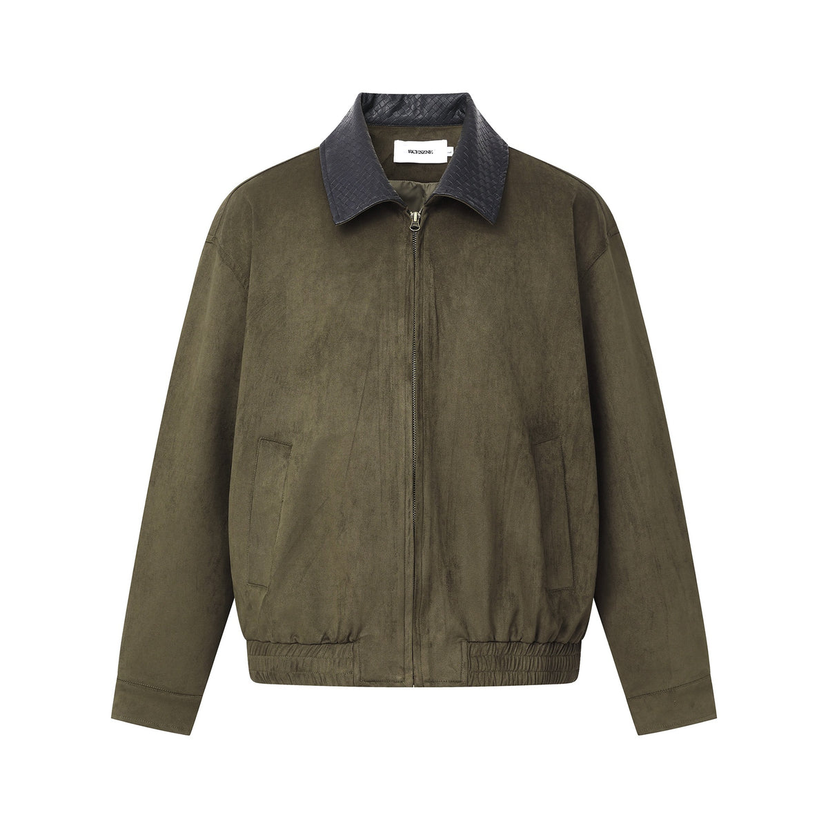 PU Leather Lapel Patchwork Jacket for Men Suede Workwear Jacket