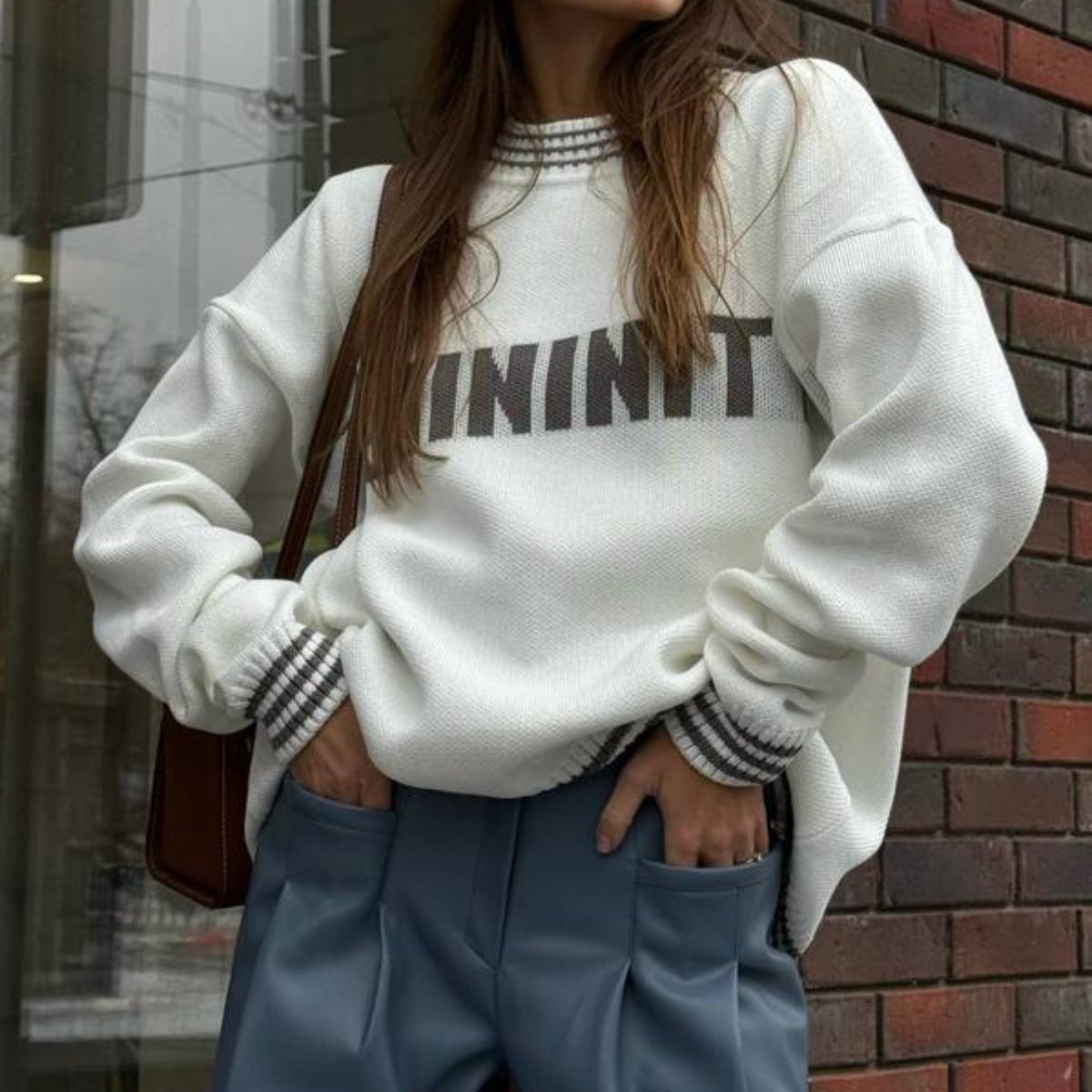 Knitted Sweater Crewneck Pullover Women's Top