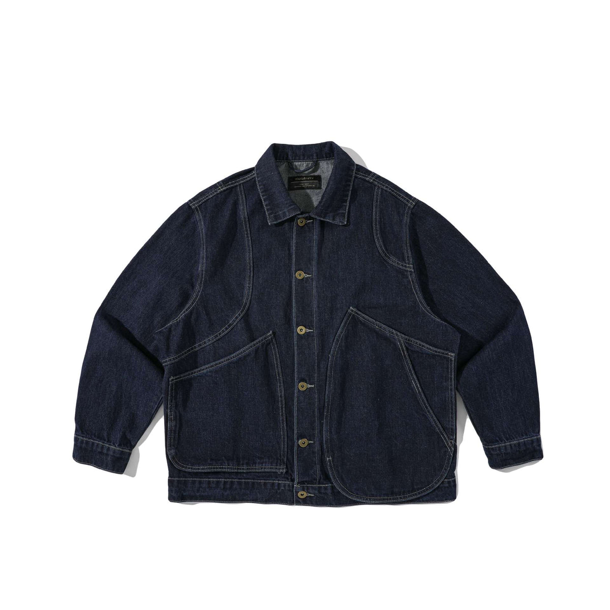 Loose Fit Denim Jacket with Stitching Details and Washed Finish