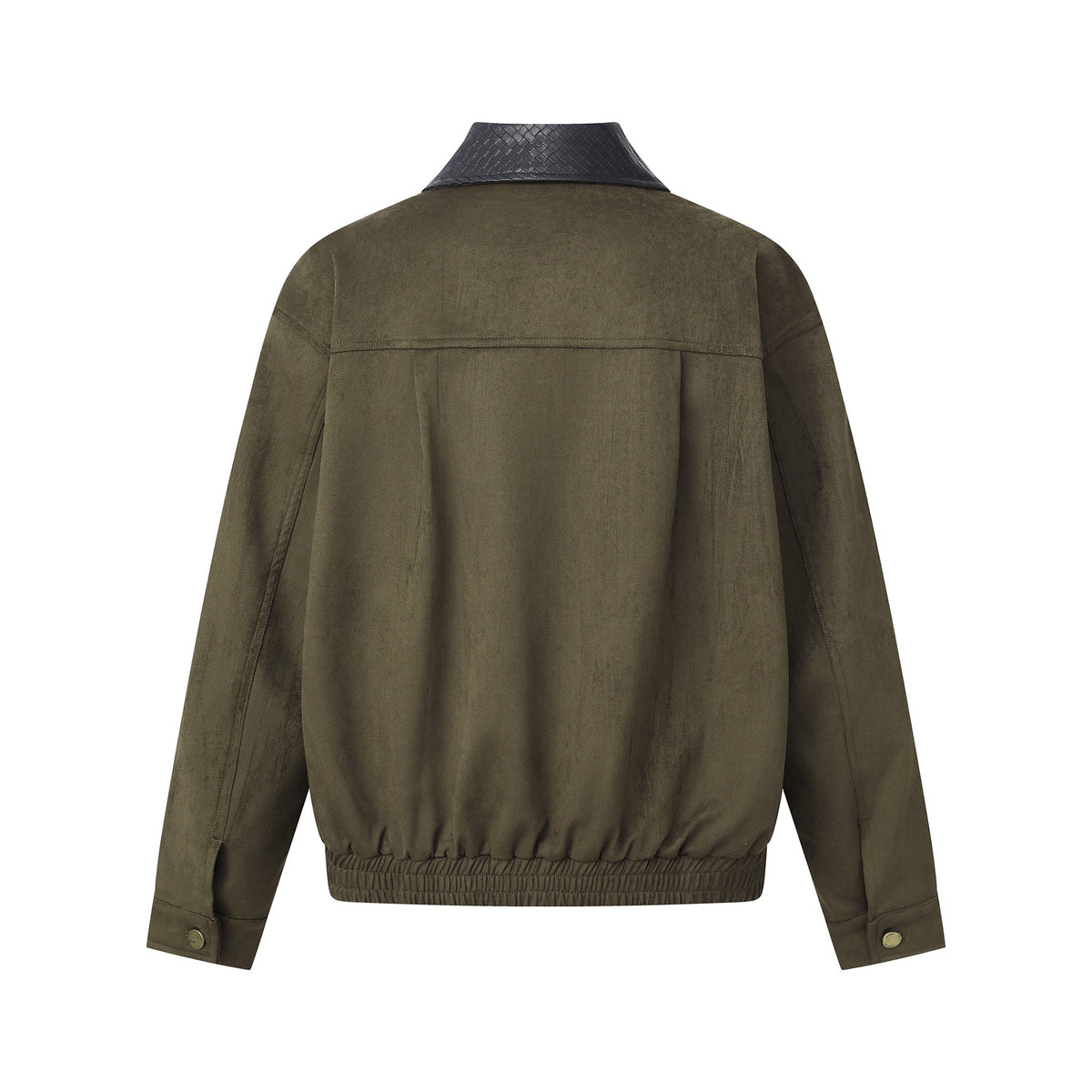 PU Leather Lapel Patchwork Jacket for Men Suede Workwear Jacket