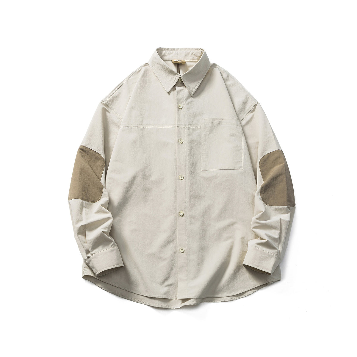 Patchwork Color-Blocking Long Sleeve Shirt, Cool Loose Fit Casual Button-Up Shirt
