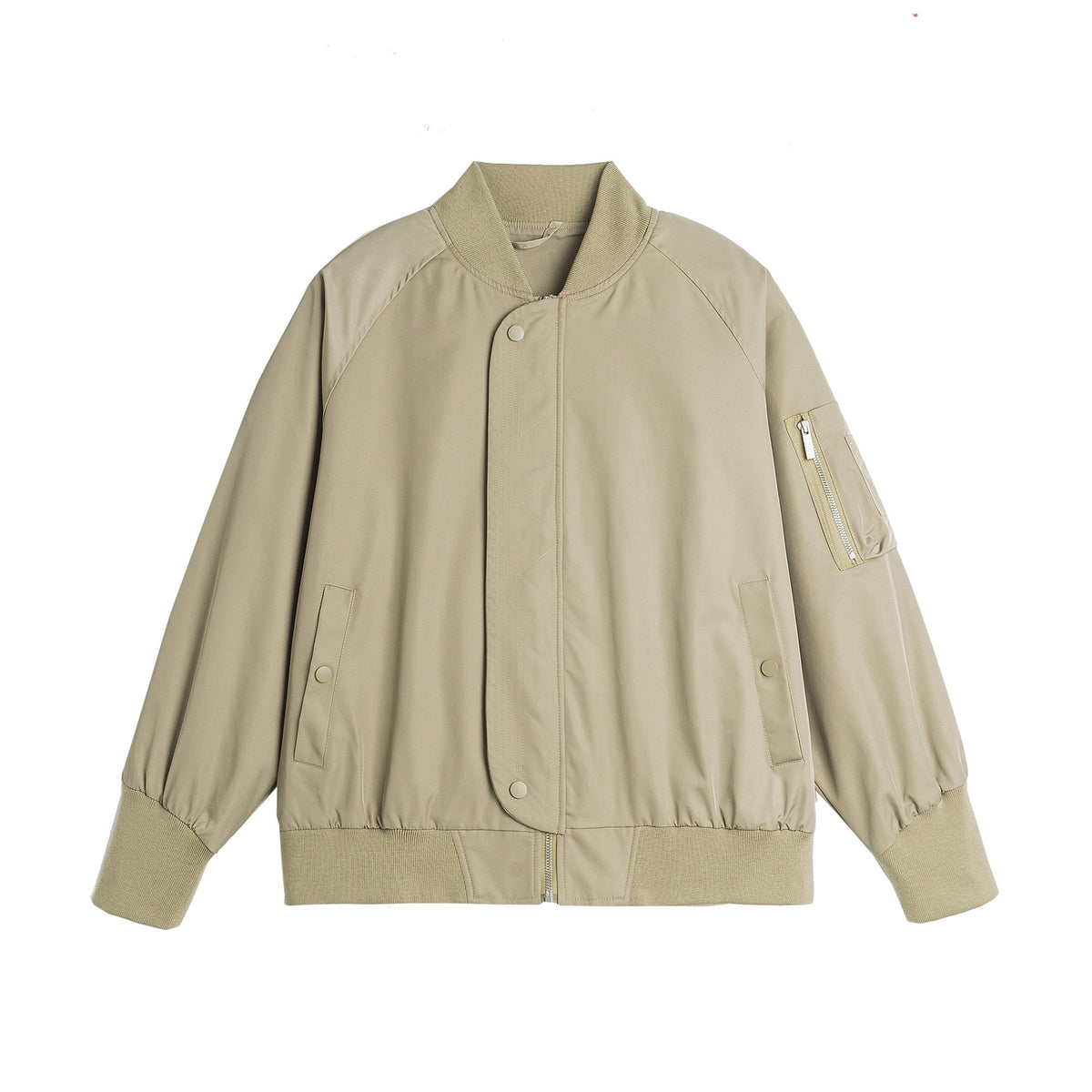 Simple Solid Color Loose Baseball Collar Flight Jacket for Men