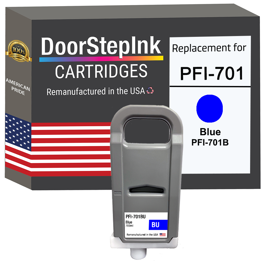 DoorStepInk Brand for Canon PFI-701 700ml Blue PFI-701B Remanufactured in the USA Ink Cartridge