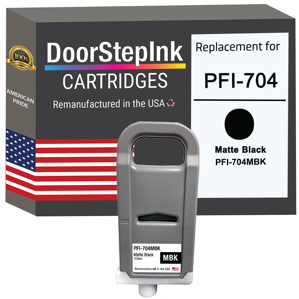 DoorStepInk Remanufactured in the USA Ink Cartridge for Canon PFI-704 700mL Matte Black PFI-704MBK