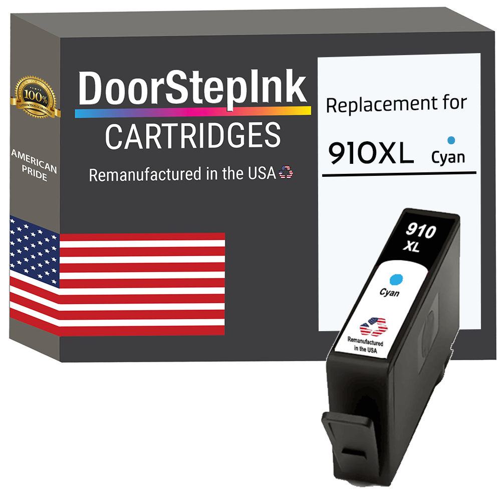 DoorStepInk Brand for HP 910XL (3YL62AN) Cyan Remanufactured in the USA Ink Cartridge, 3YL62AN