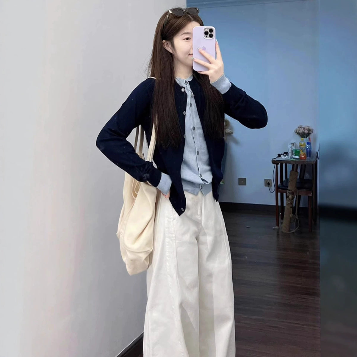 Single breasted contrasting color splicing fake two-piece jacket