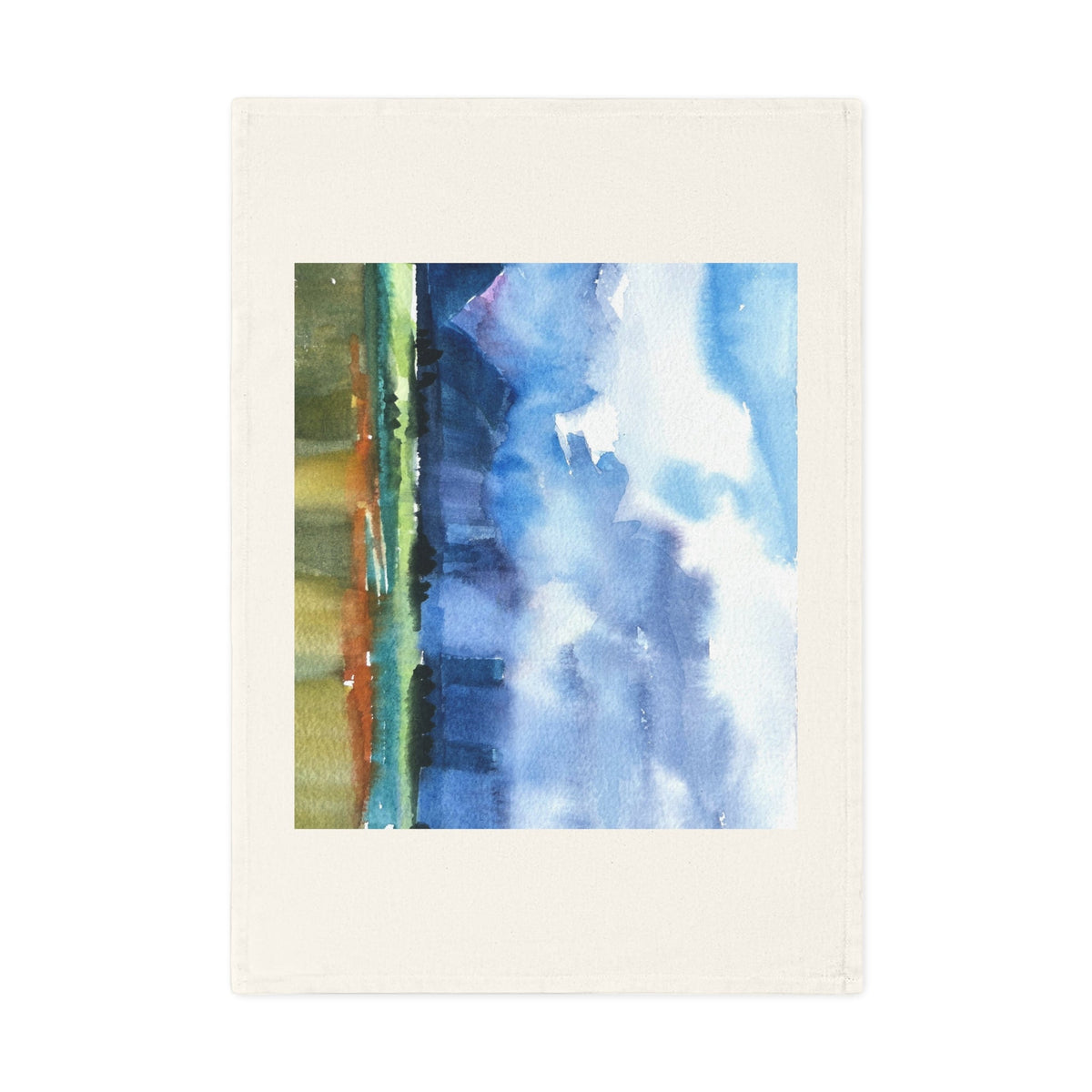 'Tranquil Mountain View 4' Organic Cotton Tea Towel I Original Artwork by American Artist Barbara Cleary