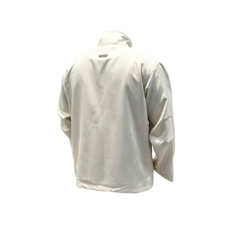 Casual Solid Color Loose Oversized Stand Collar Trench Coat Jacket for Men