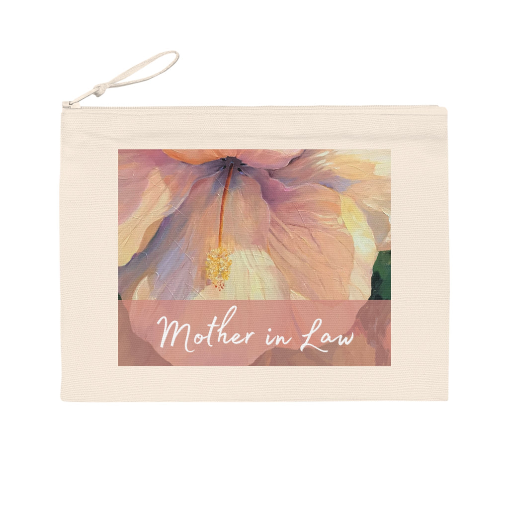 'Mother in Law' Eco-Friendly Pouch I Bridal Collection I with 'Hibiscus' Original Artwork by American Artist Barbara Cleary