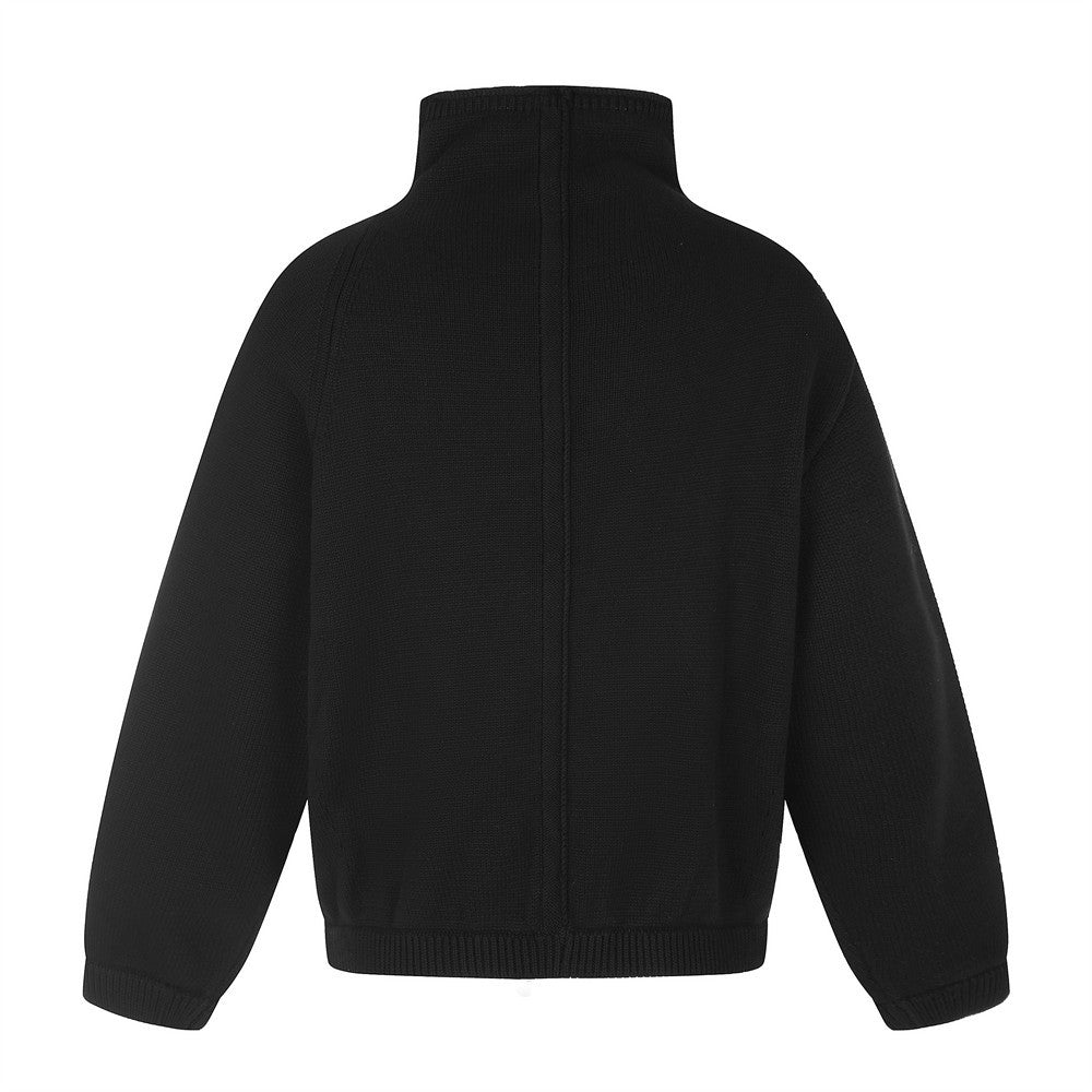 Irregular double zipper high neck sweater