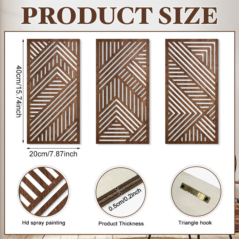 Rustic Wooden Wall Hanging Decor with Hollow Design for Bedroom and Living Room, Wall Art Decoration