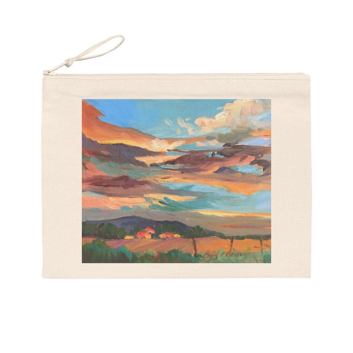 Eco-Friendly Pouch with 'Fall Sky' I Original Artwork by American Artist Barbara Cleary  (Fall Collection)