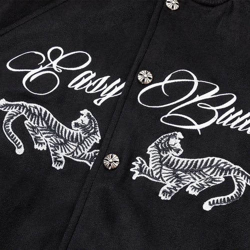 Alphabet flower embroidery baseball jacket