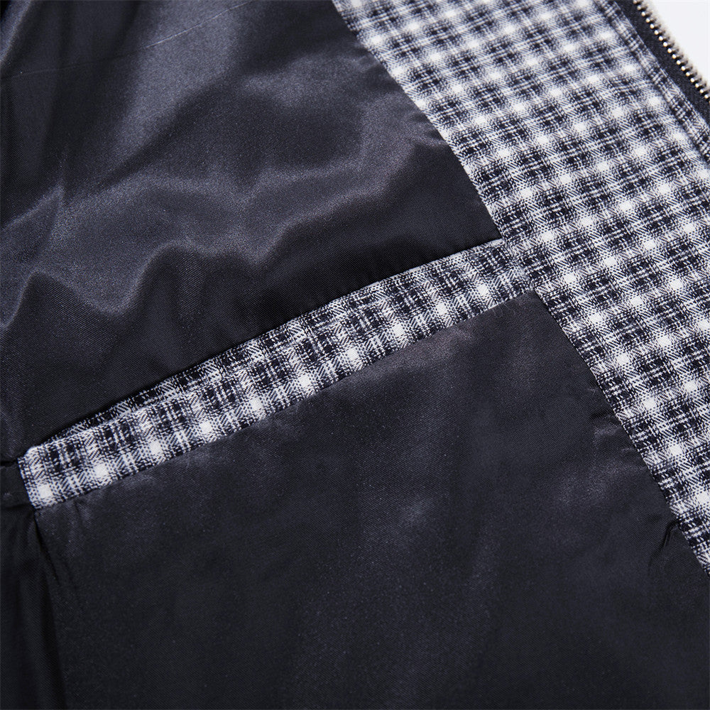 Plaid lapel short jacket