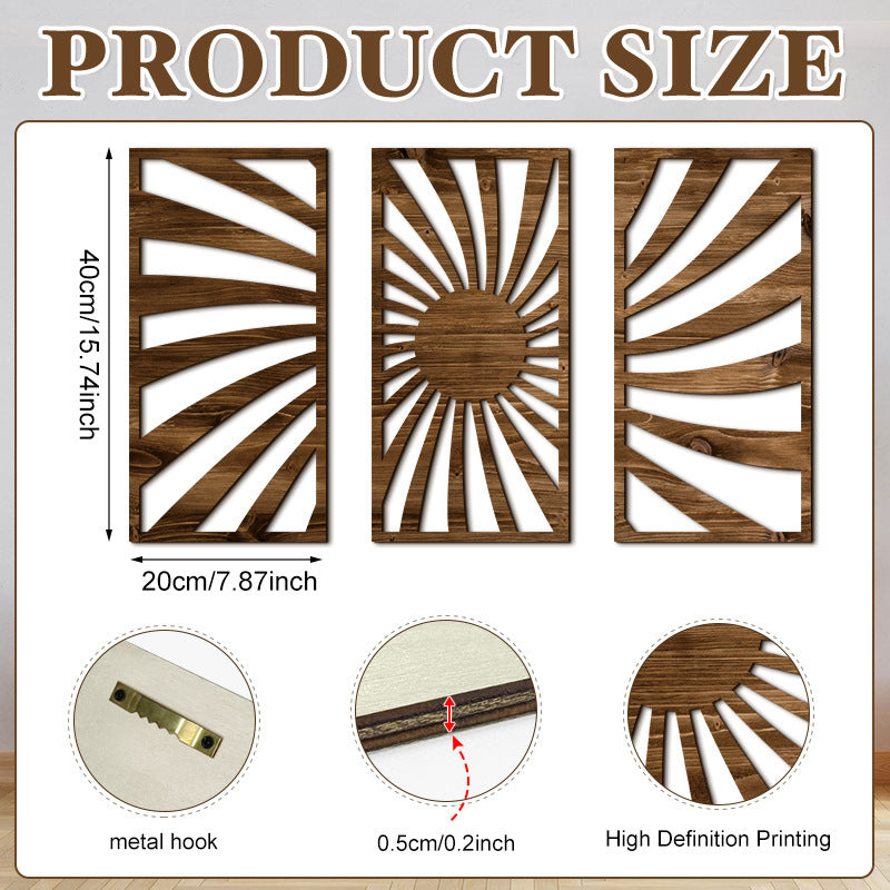 Rustic Wooden Wall Hanging Decor with Hollow Design for Bedroom and Living Room, Wall Art Decoration