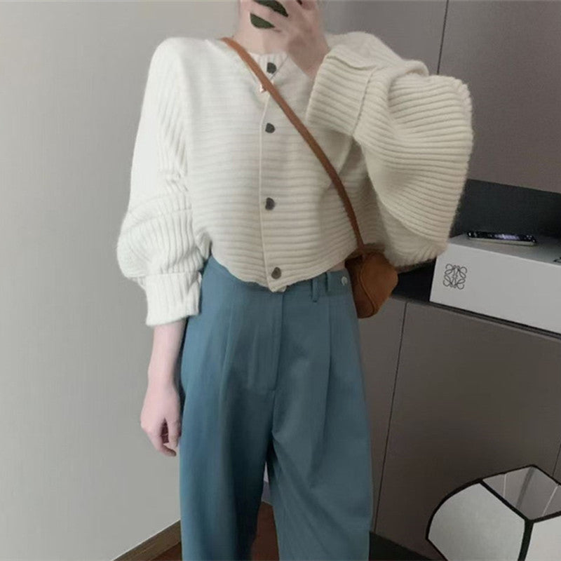 Knitted cardigan sweater jacket for women