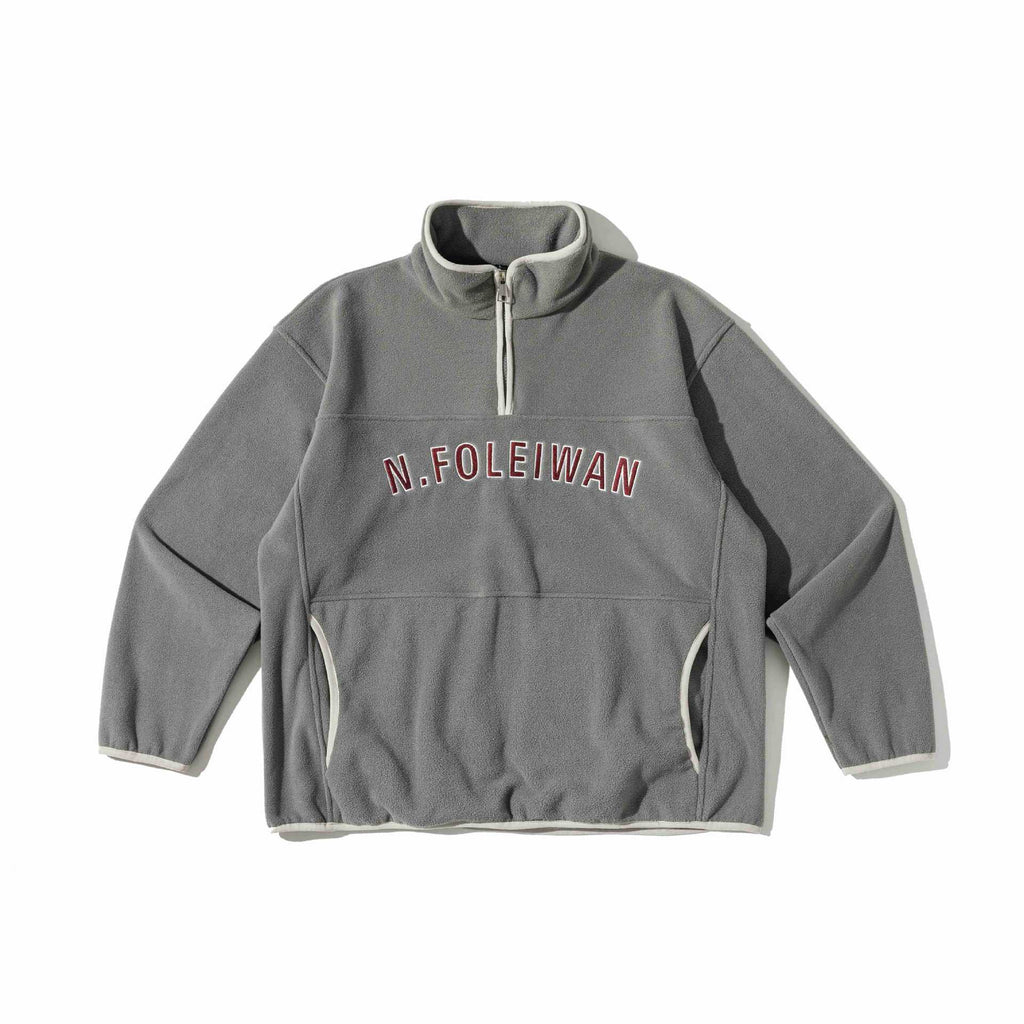 Letter Embroidery Long Sleeve Zipper Pocket Stand Collar Zipper Closure Hoodie Men
