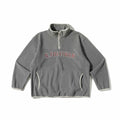 Letter Embroidery Long Sleeve Zipper Pocket Stand Collar Zipper Closure Hoodie Men