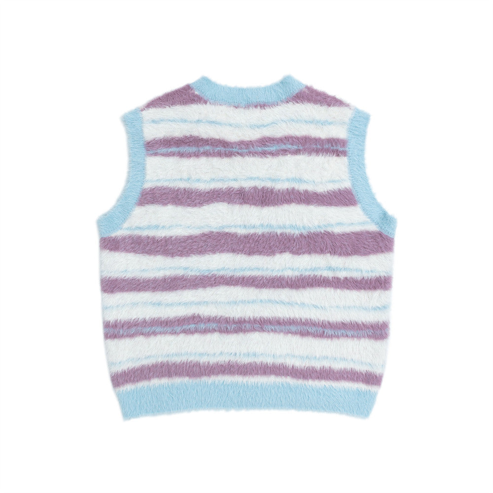 Contrast striped V-neck sweater
