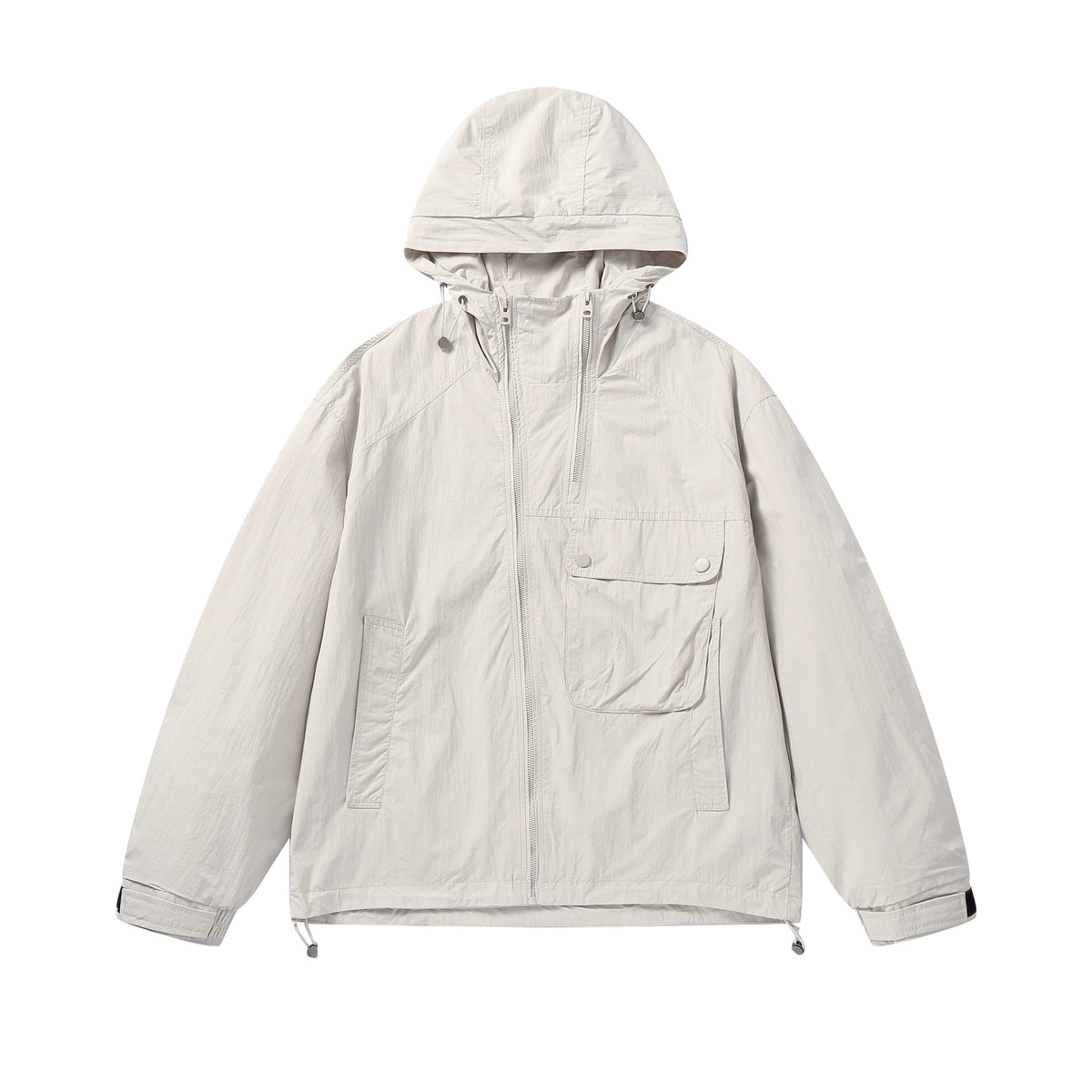 Outdoor Hooded Windbreaker  Loose Fit with 3D Pockets