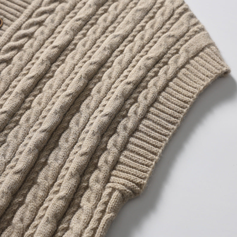 Solid color pit strip Fried Dough Twists sweater vest