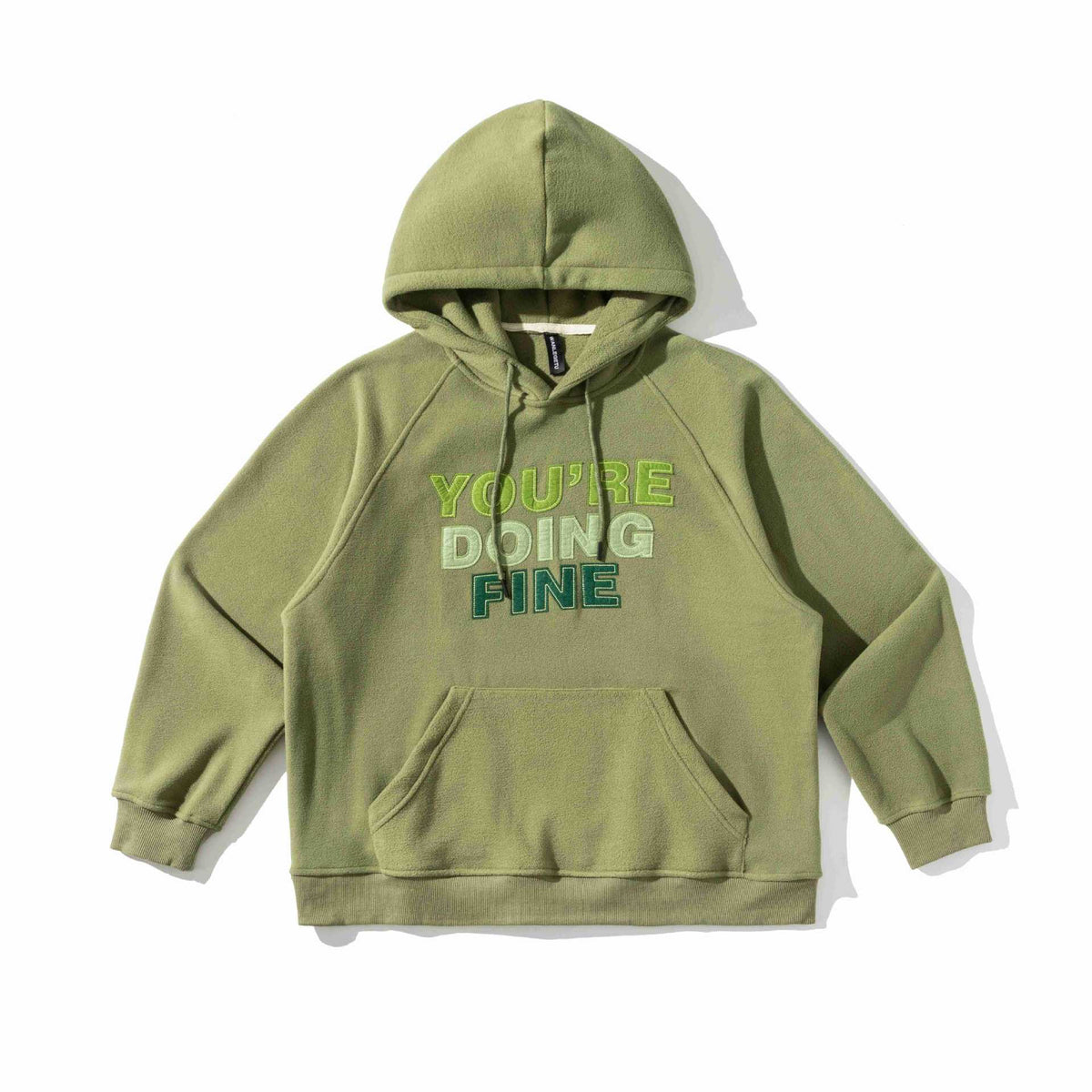 Letter Patch Embroidered Loose Fit Hooded Fleece Hoodie for Men