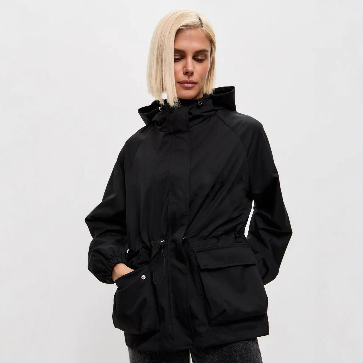 Women's Hooded Long Sleeve Waterproof Parka Outdoor Hiking Jacket