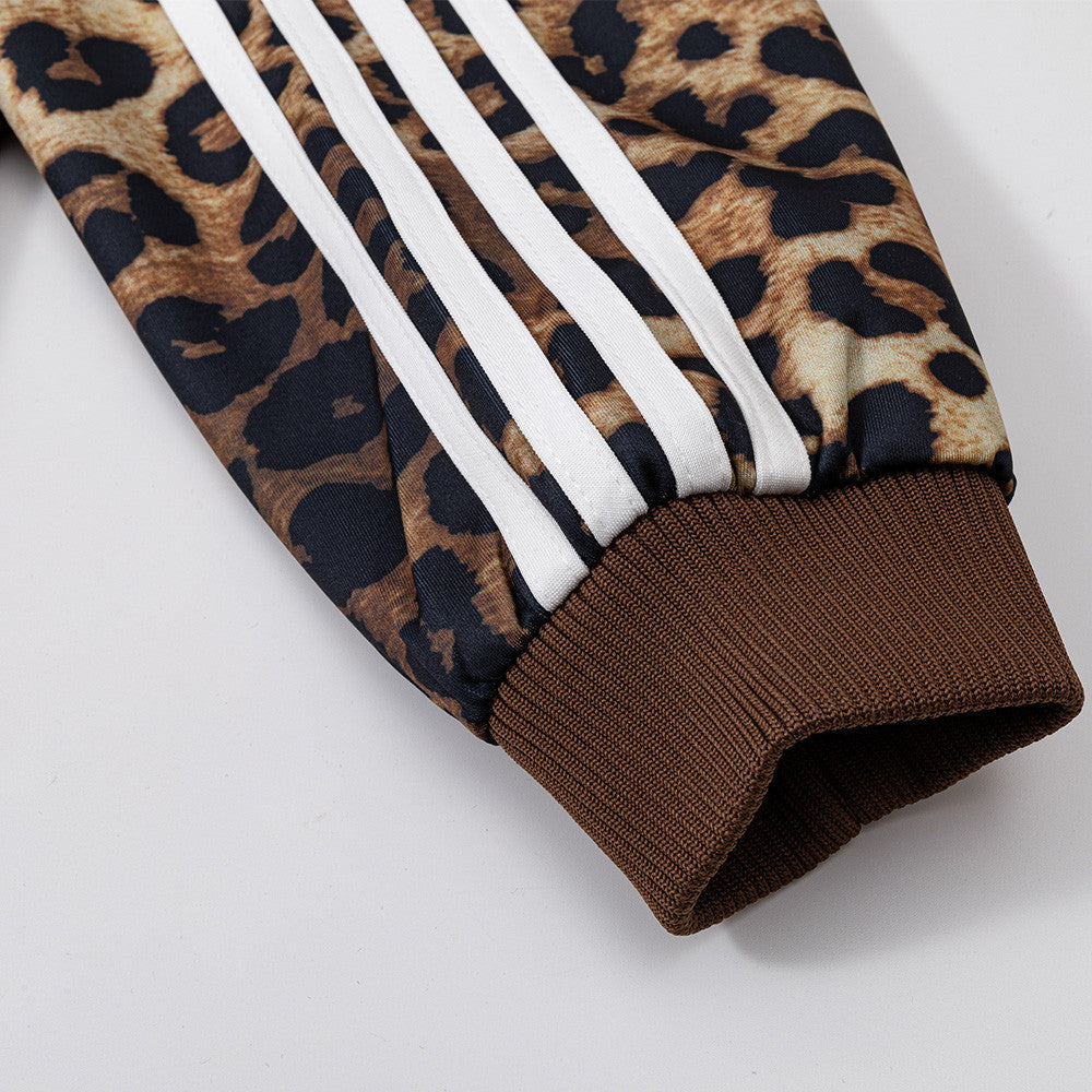 Loose stand up leopard print jacket