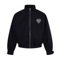 Vertical striped stand up collar short jacket