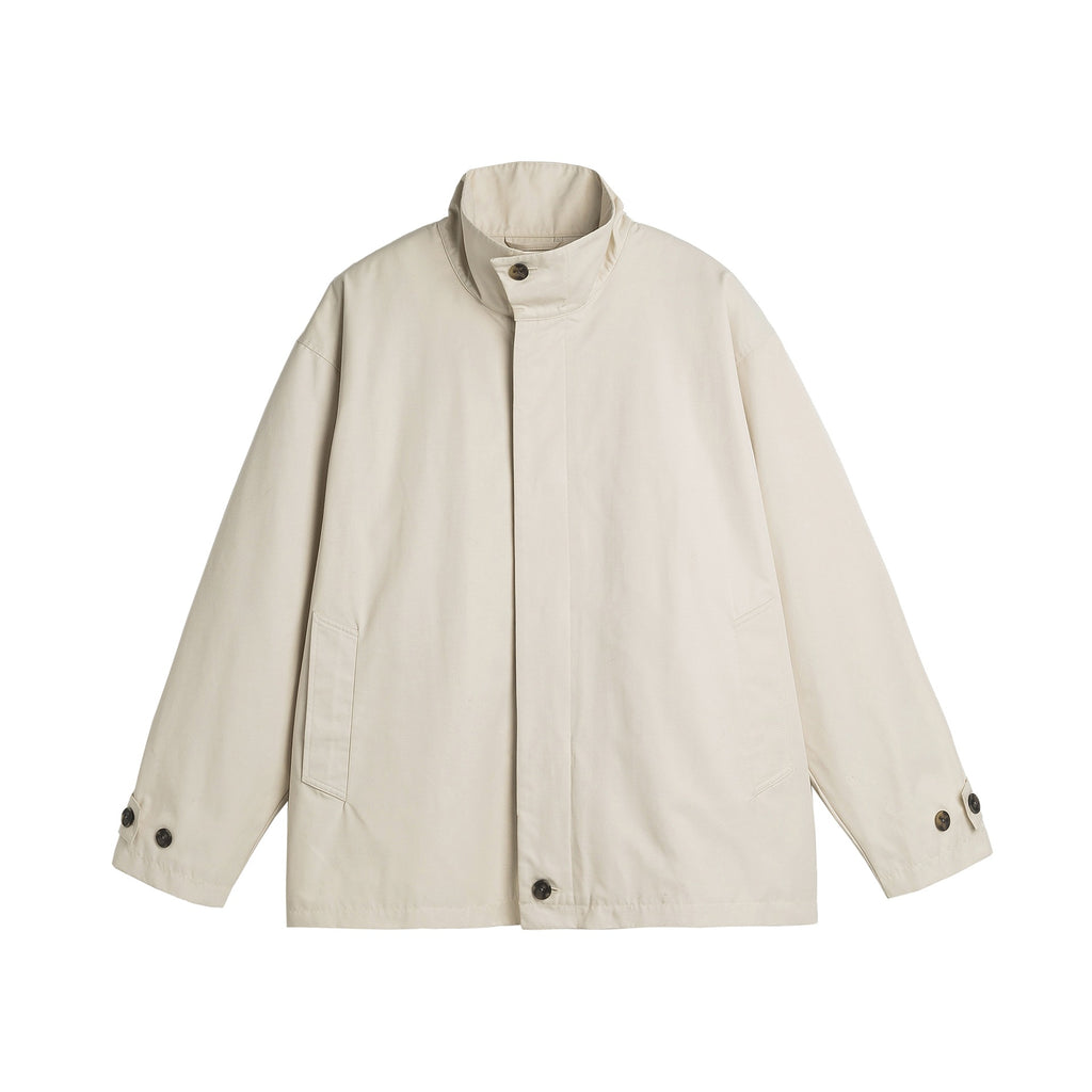 Casual Solid Color Loose Oversized Stand Collar Trench Coat Jacket for Men