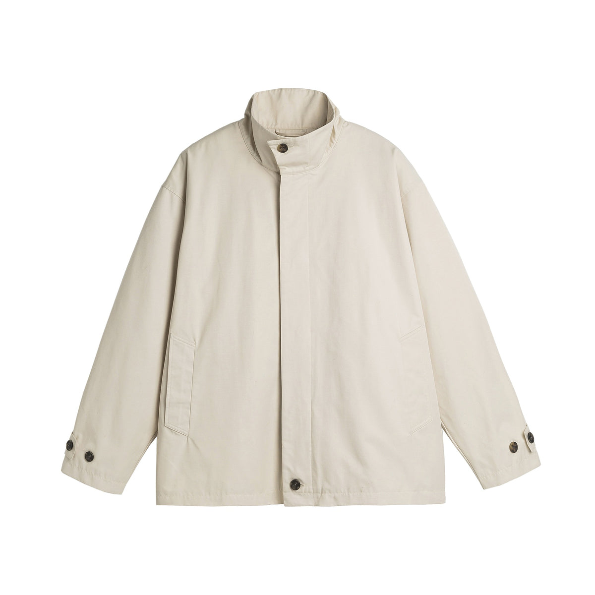 Casual Solid Color Loose Oversized Stand Collar Trench Coat Jacket for Men