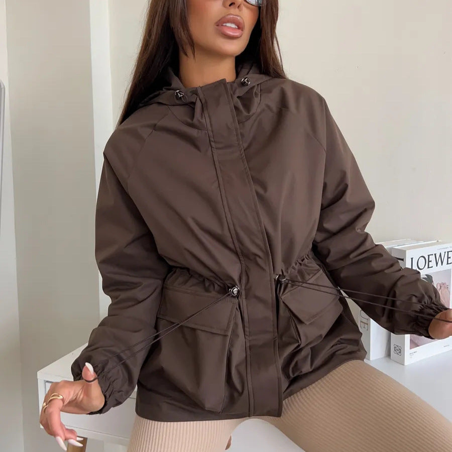 Women's Hooded Long Sleeve Waterproof Parka Outdoor Hiking Jacket