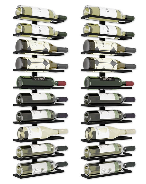 2 Pack Metal Wall Mounted Wine Rack - Holds 10 Bottles - Stainless Steel