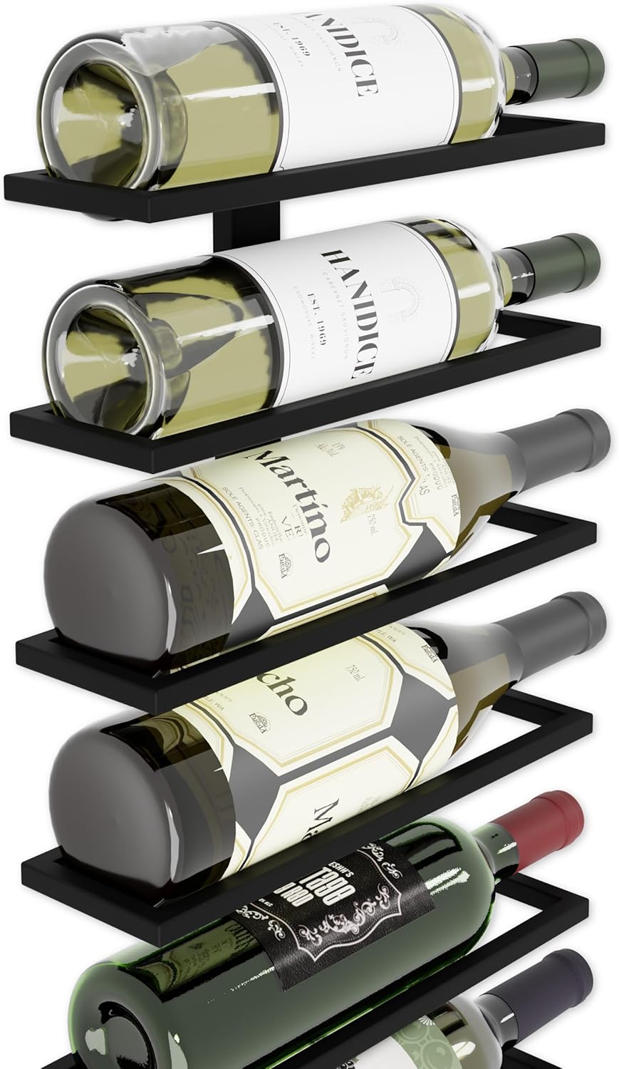 2 Pack Metal Wall Mounted Wine Rack - Holds 10 Bottles - Stainless Steel