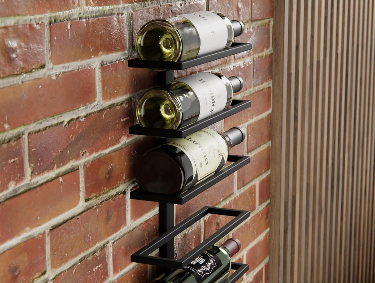 2 Pack Metal Wall Mounted Wine Rack - Holds 10 Bottles - Stainless Steel