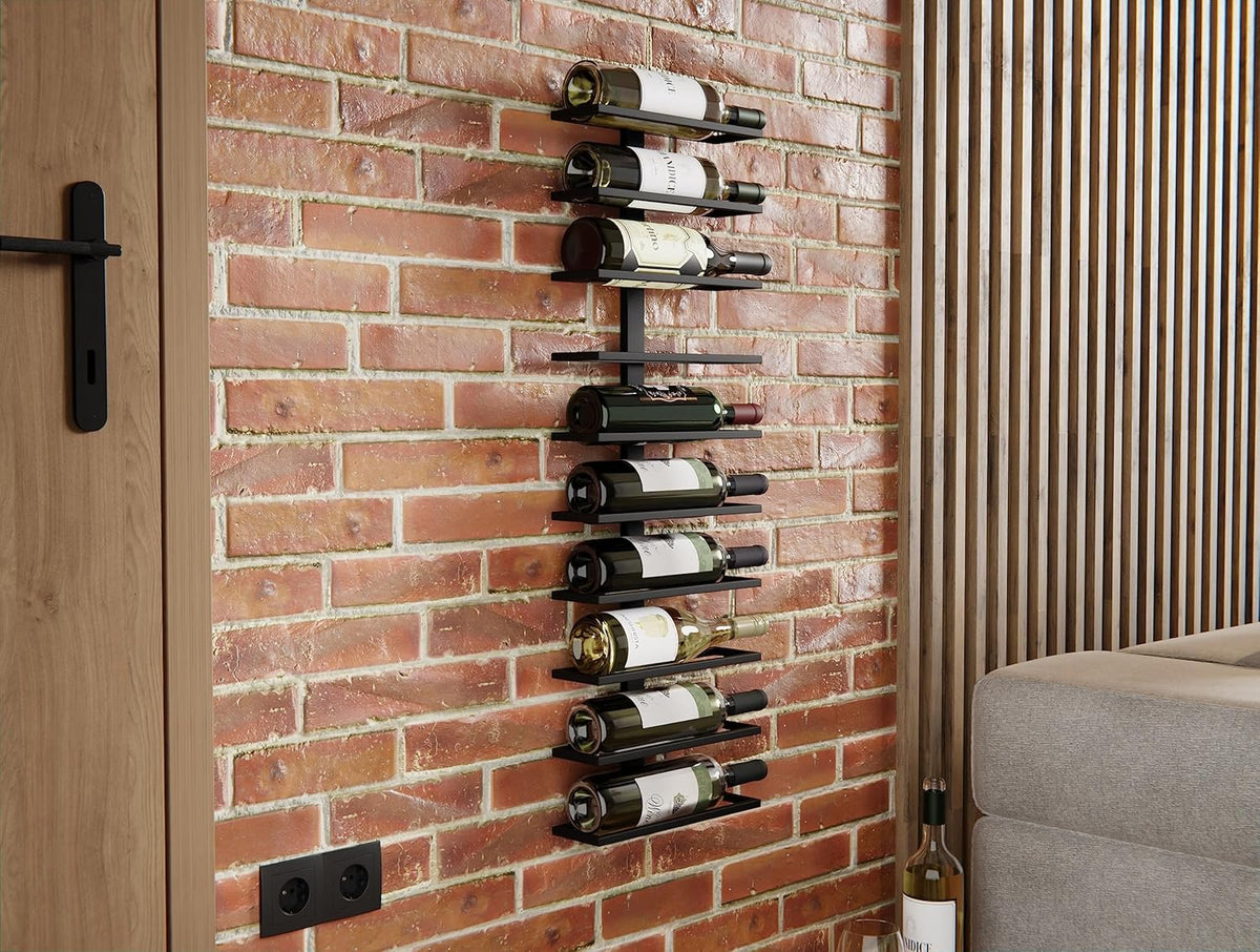 2 Pack Metal Wall Mounted Wine Rack - Holds 10 Bottles - Stainless Steel