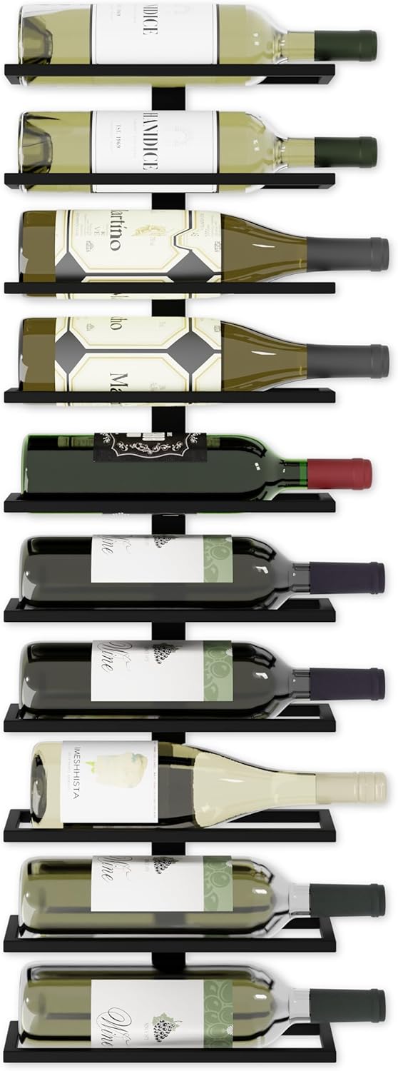 2 Pack Metal Wall Mounted Wine Rack - Holds 10 Bottles - Stainless Steel