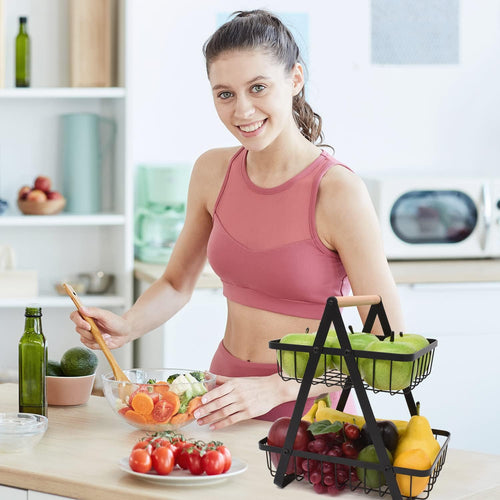 2-Tier Fruit Basket Stand for Kitchen Countertop