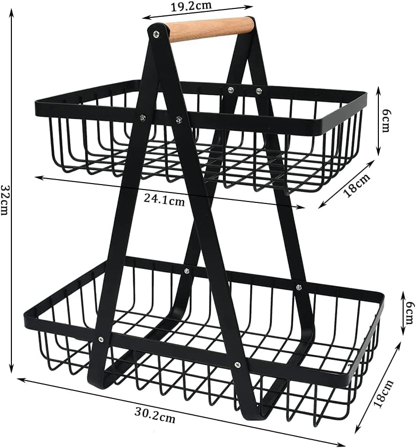 2-Tier Fruit Basket Stand for Kitchen Countertop