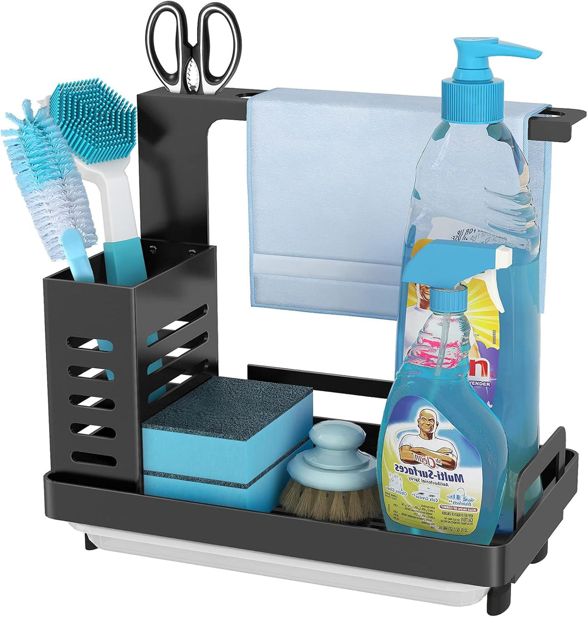 Kitchen Sink Caddy Organiser with Drain Tray and Utensil Holder