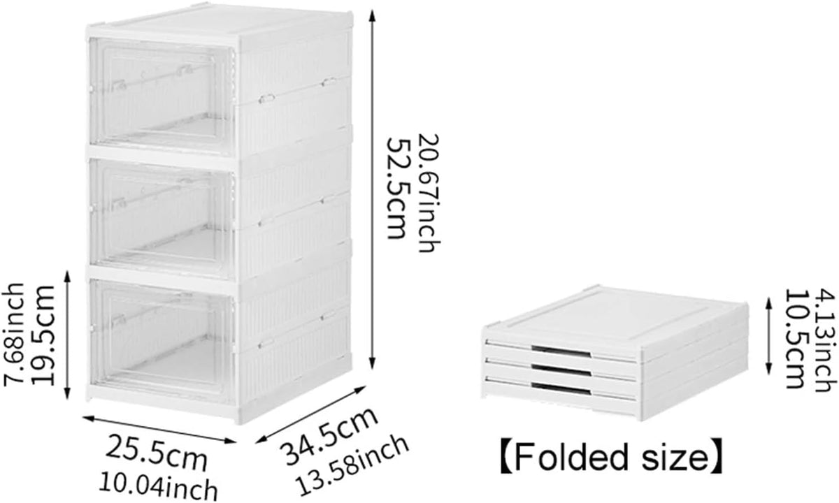 3-Tier Stackable Shoe Storage Box with Clear Door for Closet or Entryway