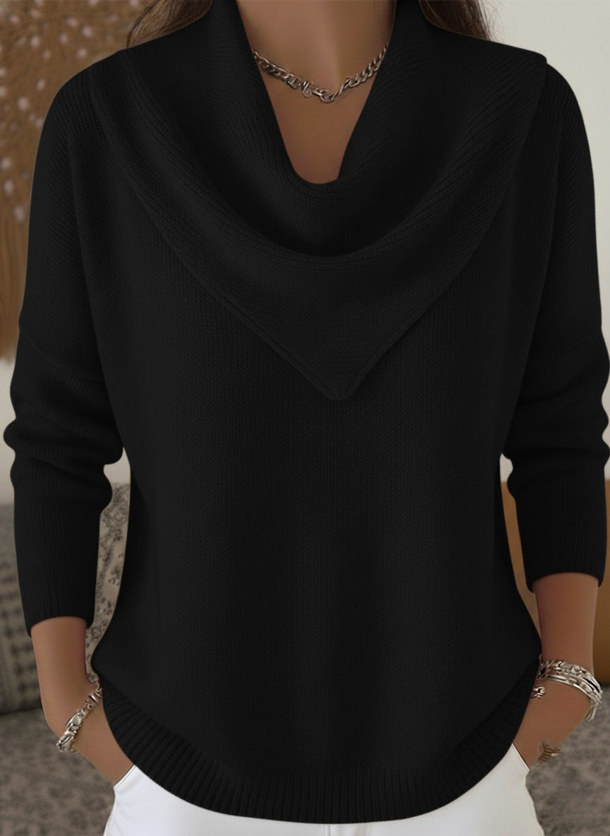 Solid color long sleeved sweater for autumn and winter