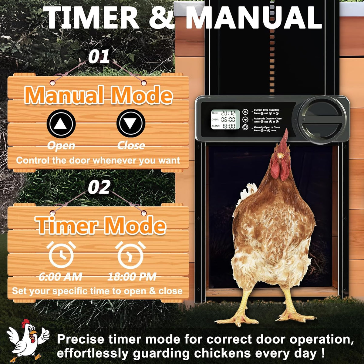 Automatic Chicken Coop Door Opener with Timer Control & Digital Accessories