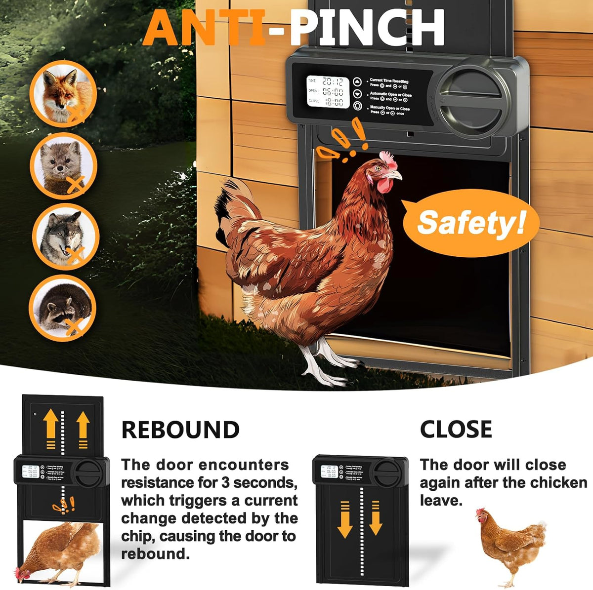 Automatic Chicken Coop Door Opener with Timer Control & Digital Accessories