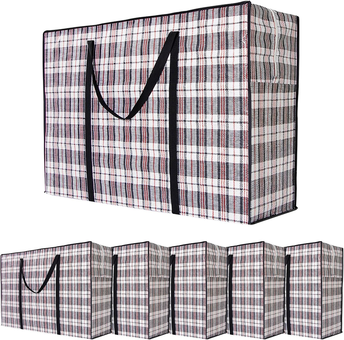 6-Pack Large Moving Storage Bags with Zipper & Handles