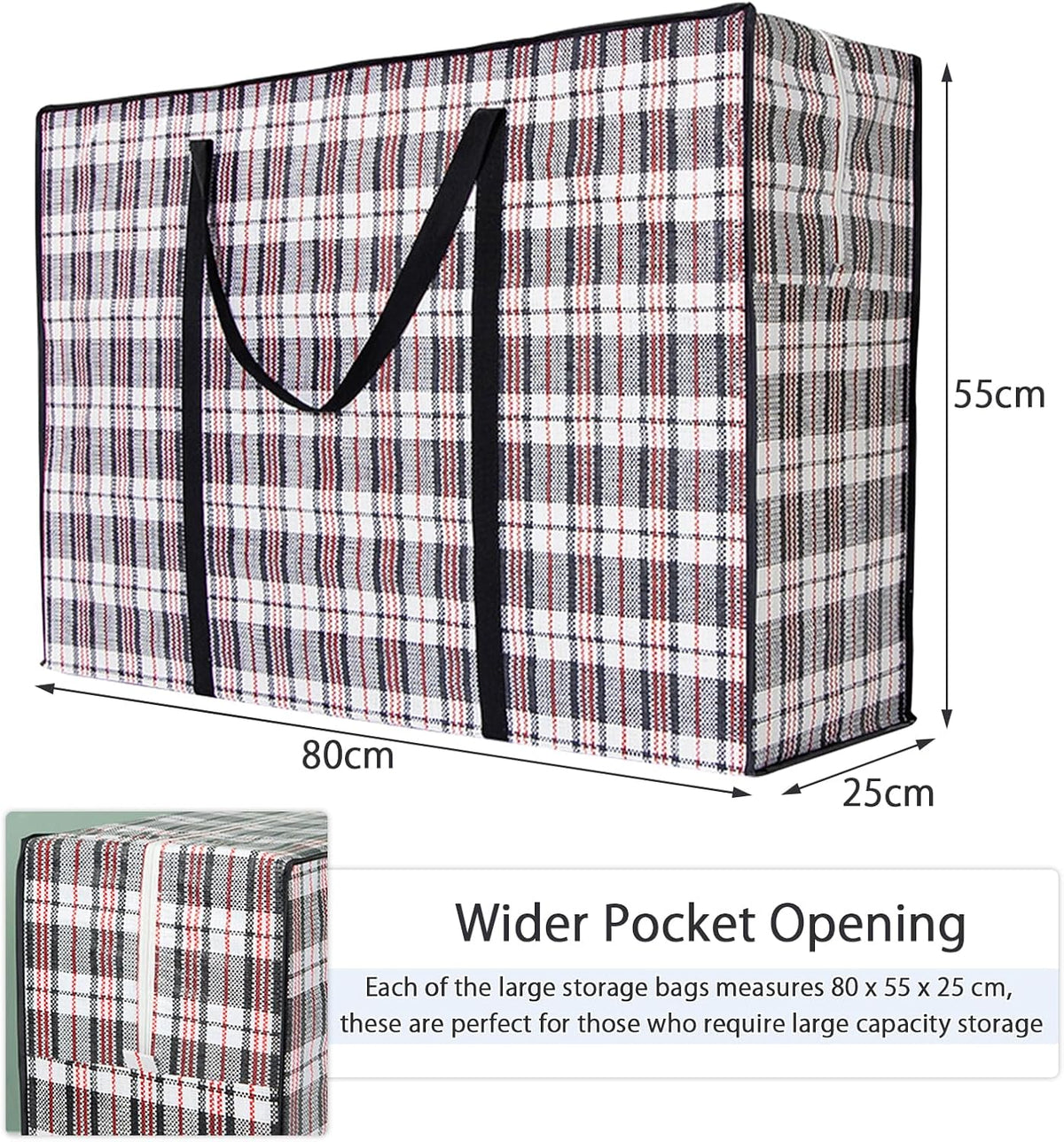 6-Pack Large Moving Storage Bags with Zipper & Handles