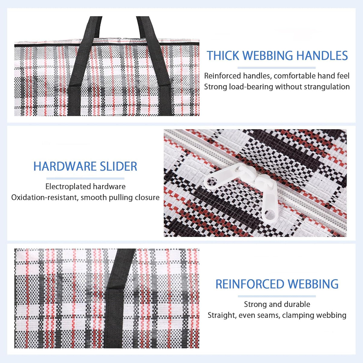 6-Pack Large Moving Storage Bags with Zipper & Handles