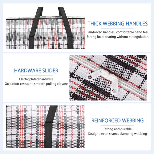 6-Pack Large Moving Storage Bags with Zipper & Handles