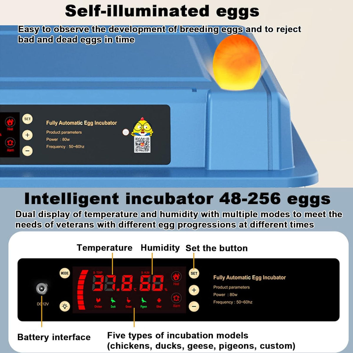 128 Egg Incubator with Automatic Turning and Led Display