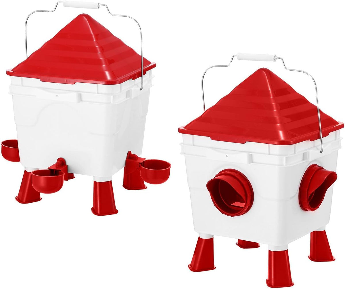 Automatic Chicken Feeder Waterer Set with 8KG Food & 8L Water